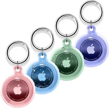4 Pack Airtag Holder, Jelly Color Airtag Case Waterproof Apple Air Tag Case with Keychain, Soft TPU Shockproof & Dustproof Airtag Holders for Pet Tracking, Bags, Kids, Keys, Luggage（4 Colors）
